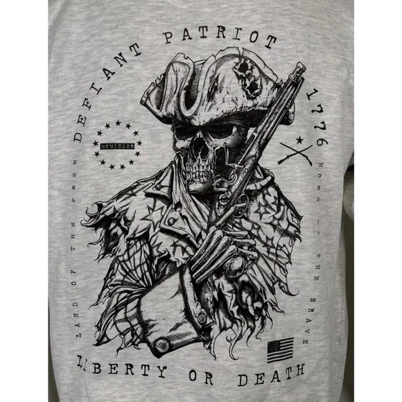 Howitzer Style Men's Hoodie DEFIANT PATRIOT Military Grunt White - Picture 4 of 6